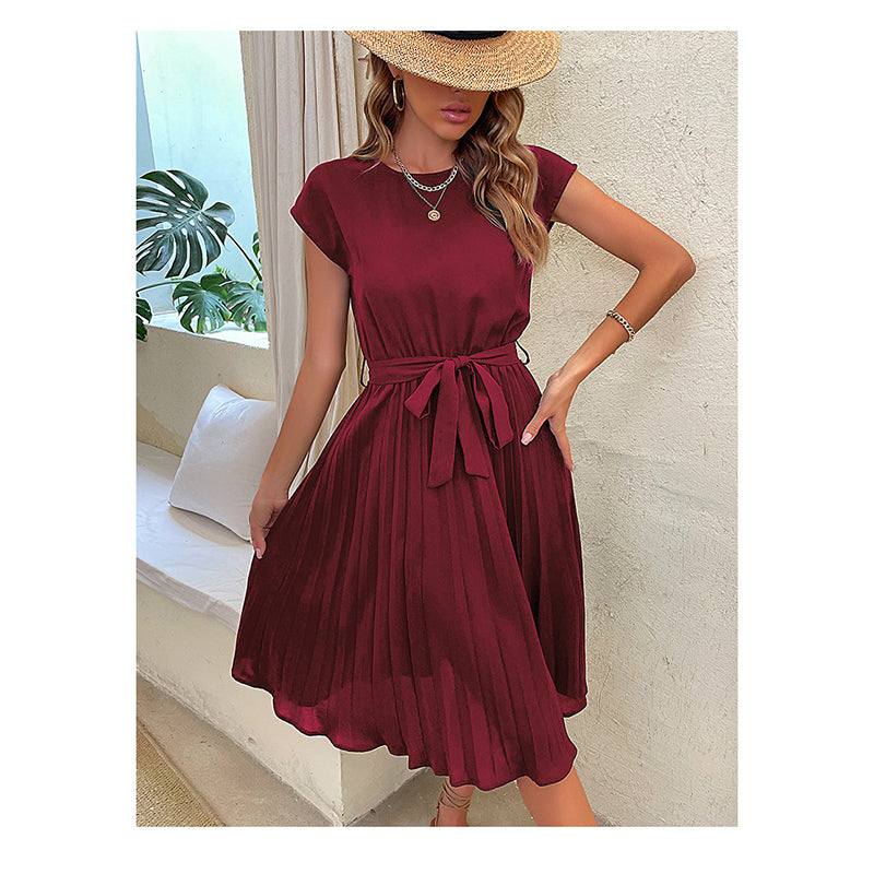 Maroon Extended Sleeves Fit & Flare Midi Dress