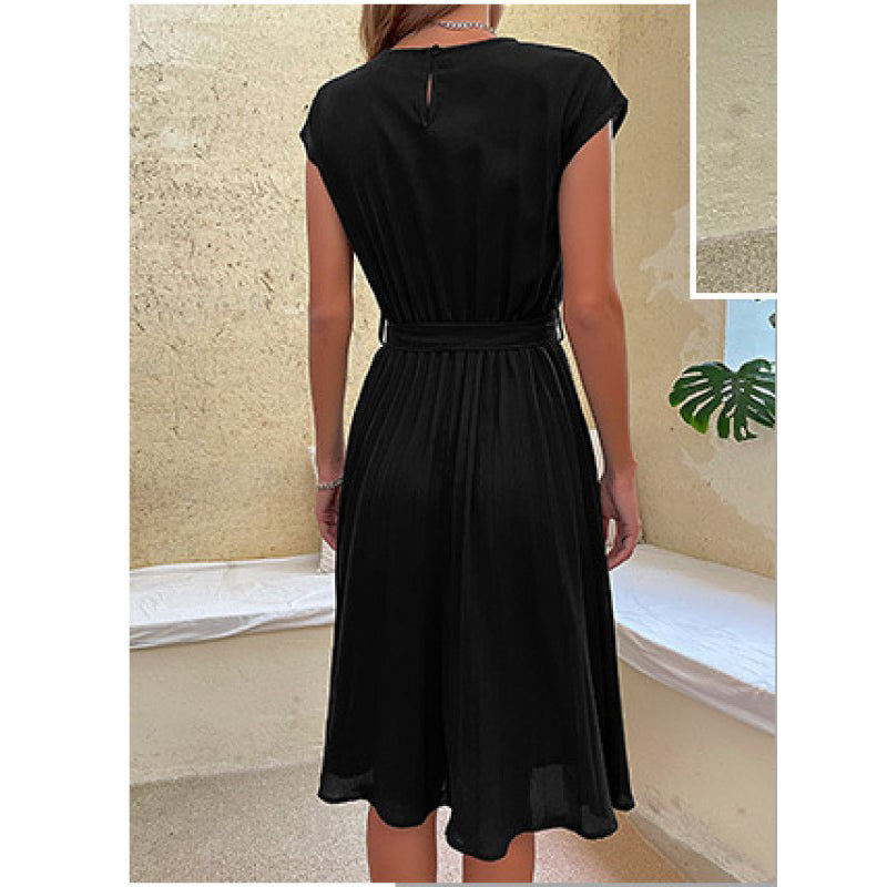 Black Extended Sleeves Fit & Flare Midi Dress