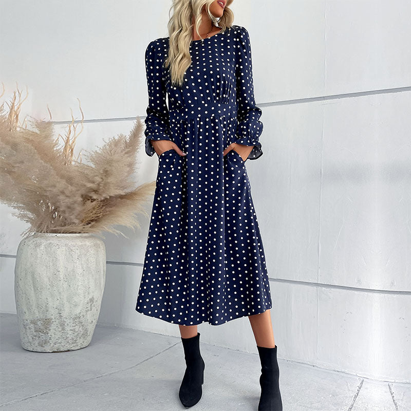 Blue Midi Polyester Dress