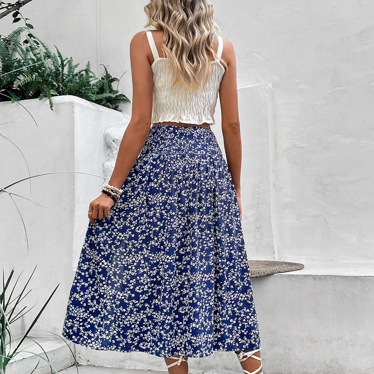 Printed Flared Midi Skirts