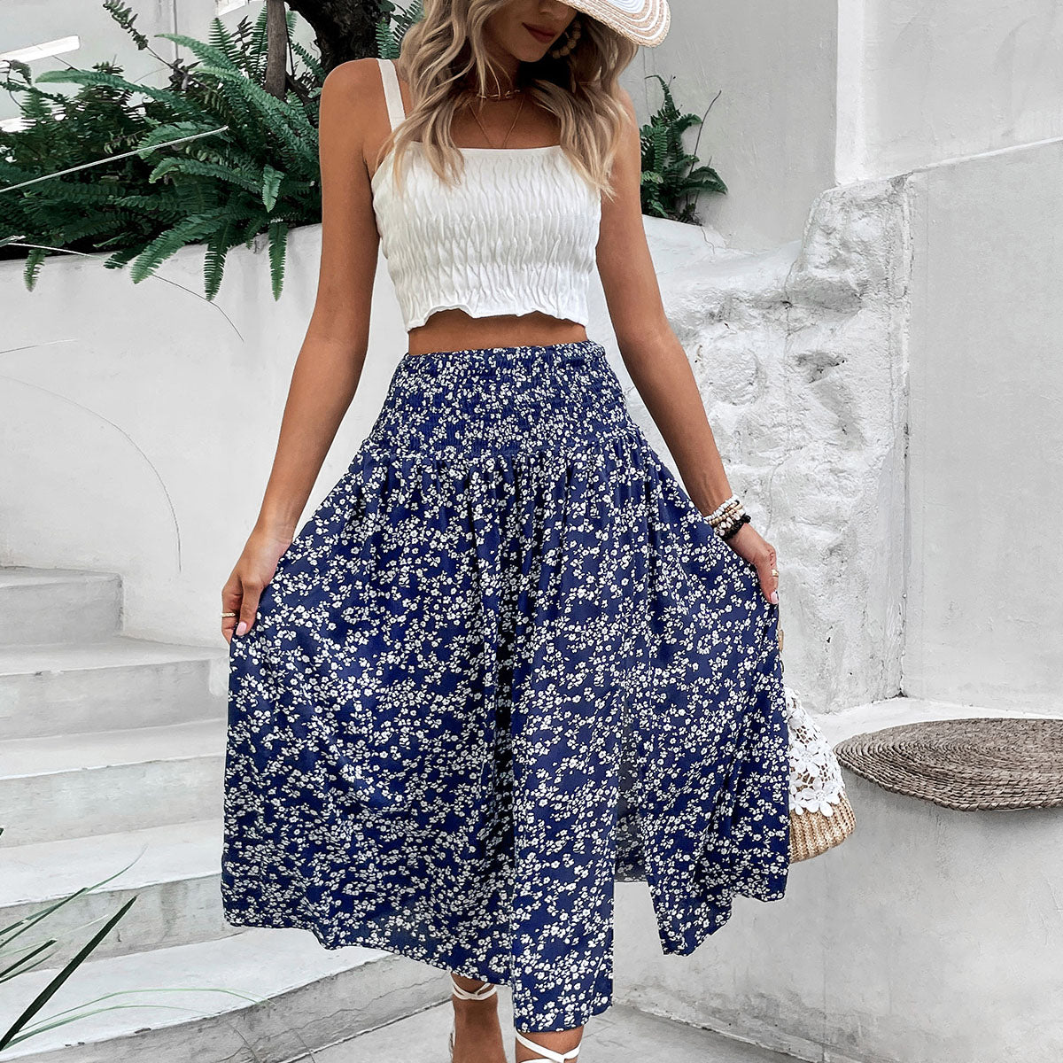 Printed Flared Midi Skirts