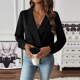Black V Neck Bodysuit