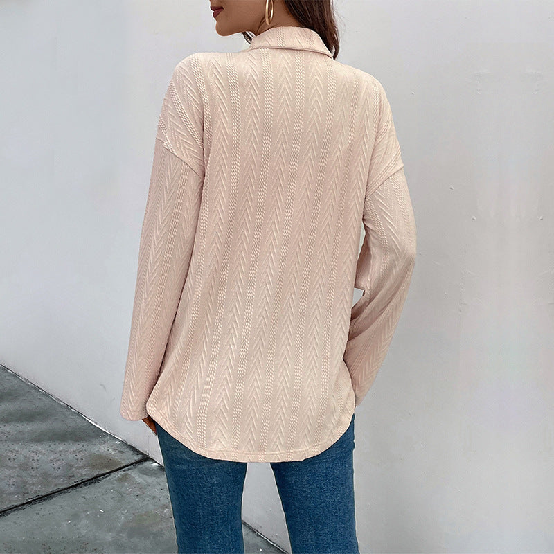 Beige Textured Spread Collar Casual Shirt