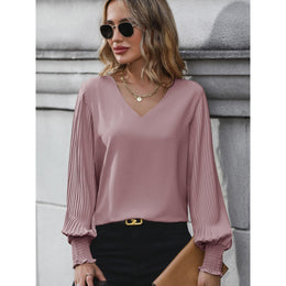 Women Solid V-Neck Top