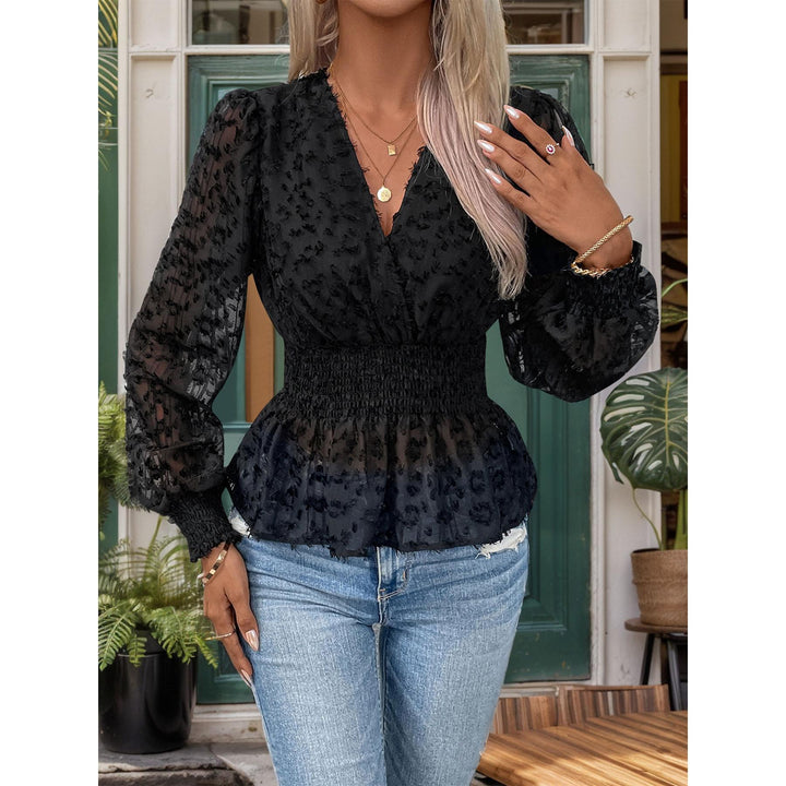Women Crochet V-Neck Top