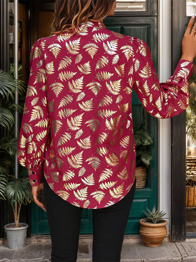 Women Abstract Printed Mandarin Collar Top