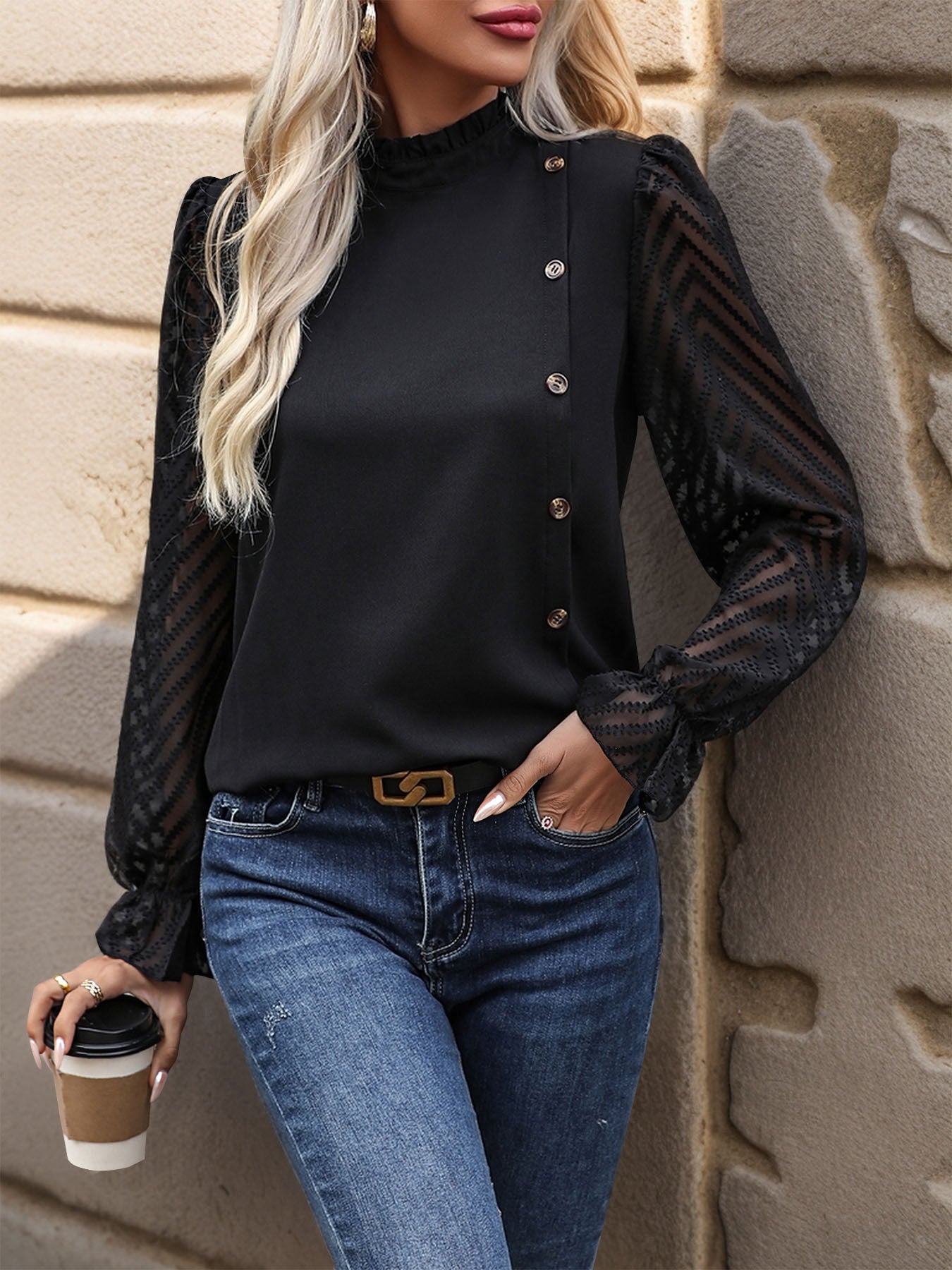 Women Solid Round Neck Top