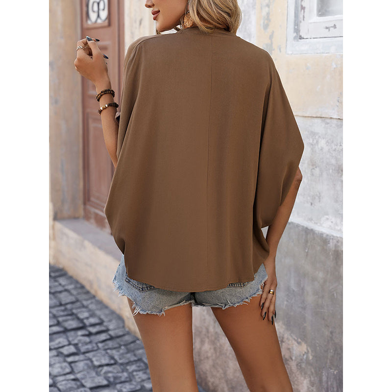 Band Collar Extended Sleeves Top