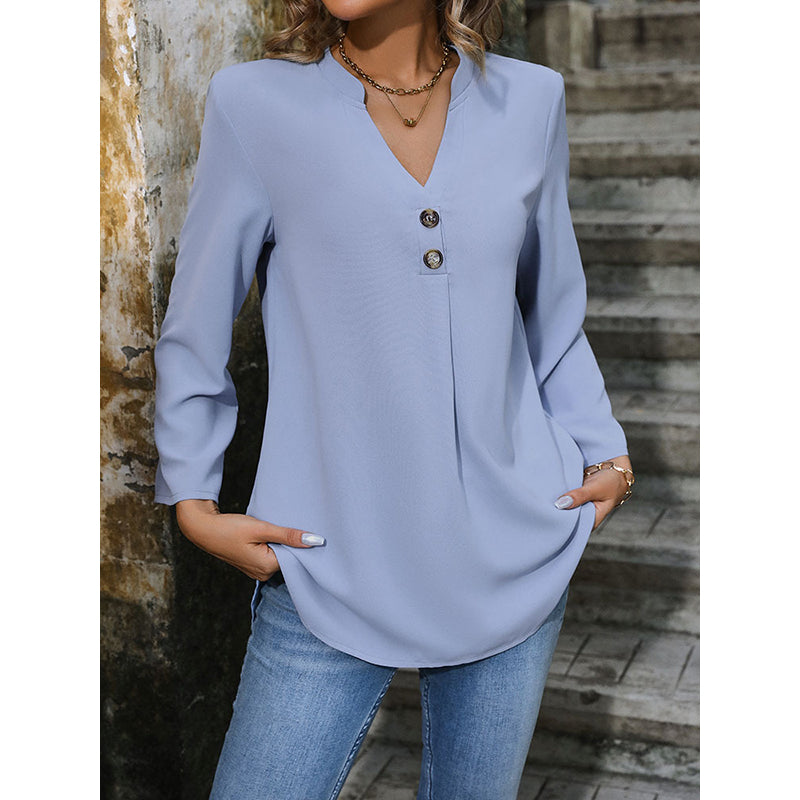 V-Neck Roll-Up Sleeves Top