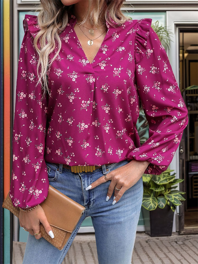 Women Floral Printed V-Neck Top