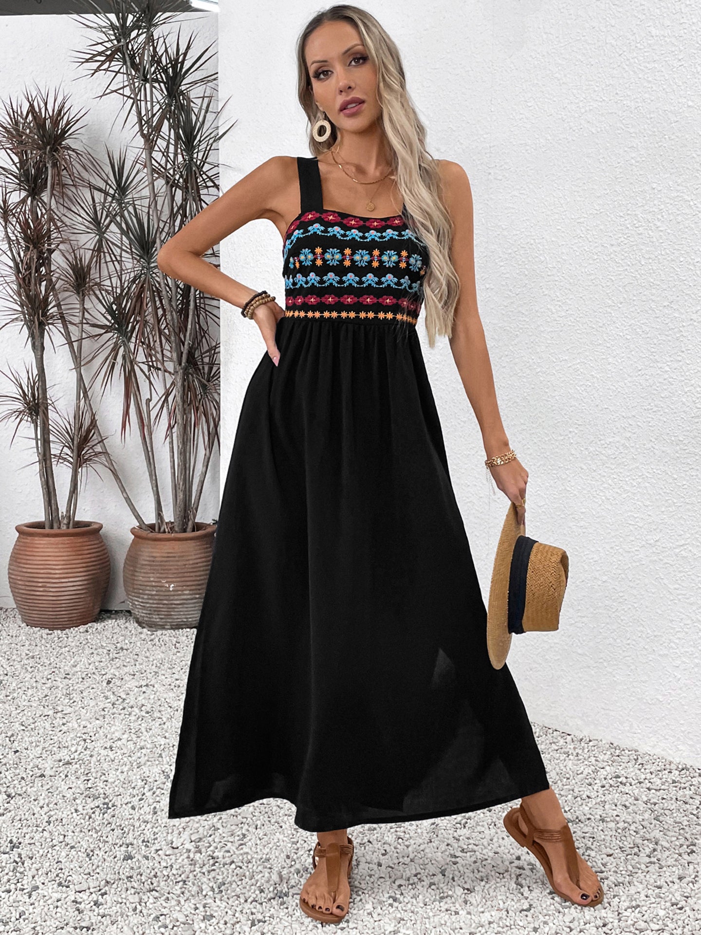 Women Ethnic Motifs Embroidered Fit and Flare Midi Dress