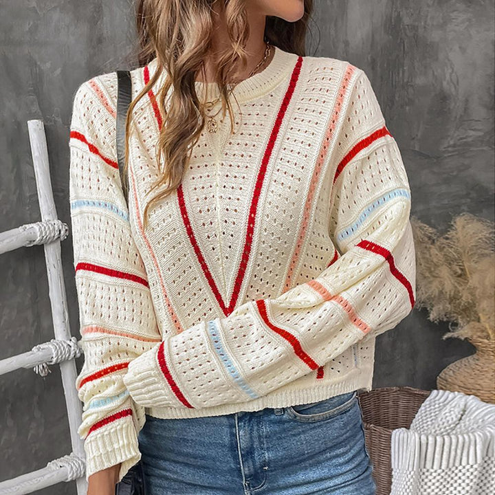 Women Self Design Open Knit Pullover Sweaters