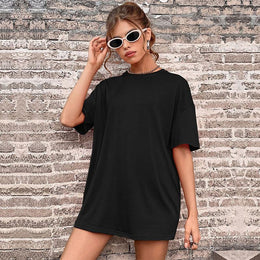 Black Drop-Shoulder Sleeves Oversized T-shirt