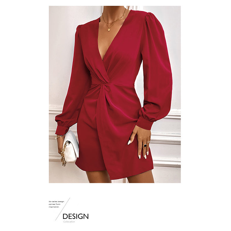 Cuffed Sleeves Fit & Flare Dress