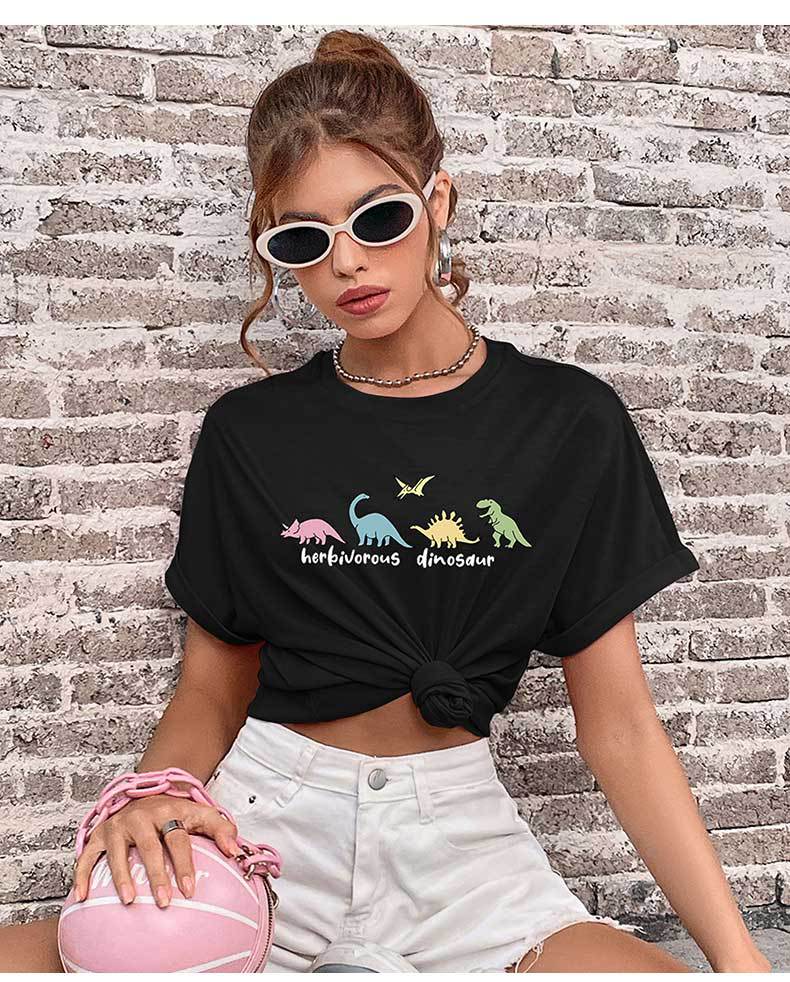 Herbivorous Dinosaur Typography Crop Top
