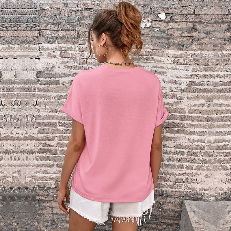 Kimono Sleeves Casual Cotton T-Shirt