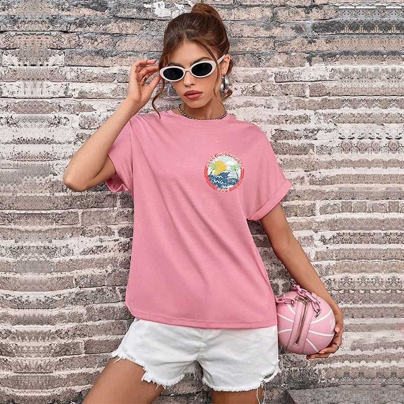 Kimono Sleeves Casual Cotton T-Shirt