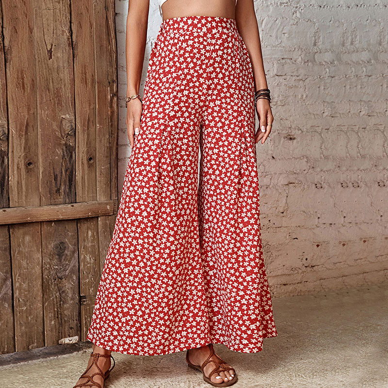 Women Floral Printed Flared High-Rise Trousers