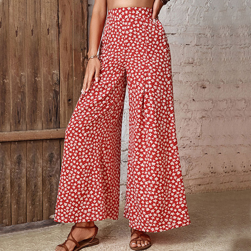 Women Floral Printed Flared High-Rise Trousers