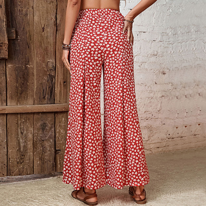 Women Floral Printed Flared High-Rise Trousers