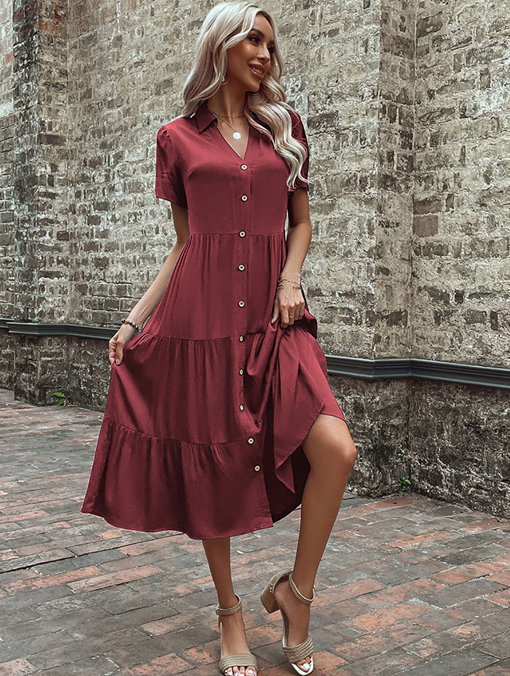 Women Shirt Midi Dress