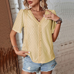 Yellow Self Design Regular Top