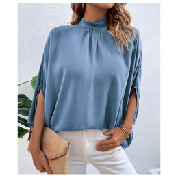 Blue High Neck Top