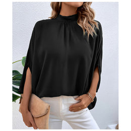Black High Neck Cape Top