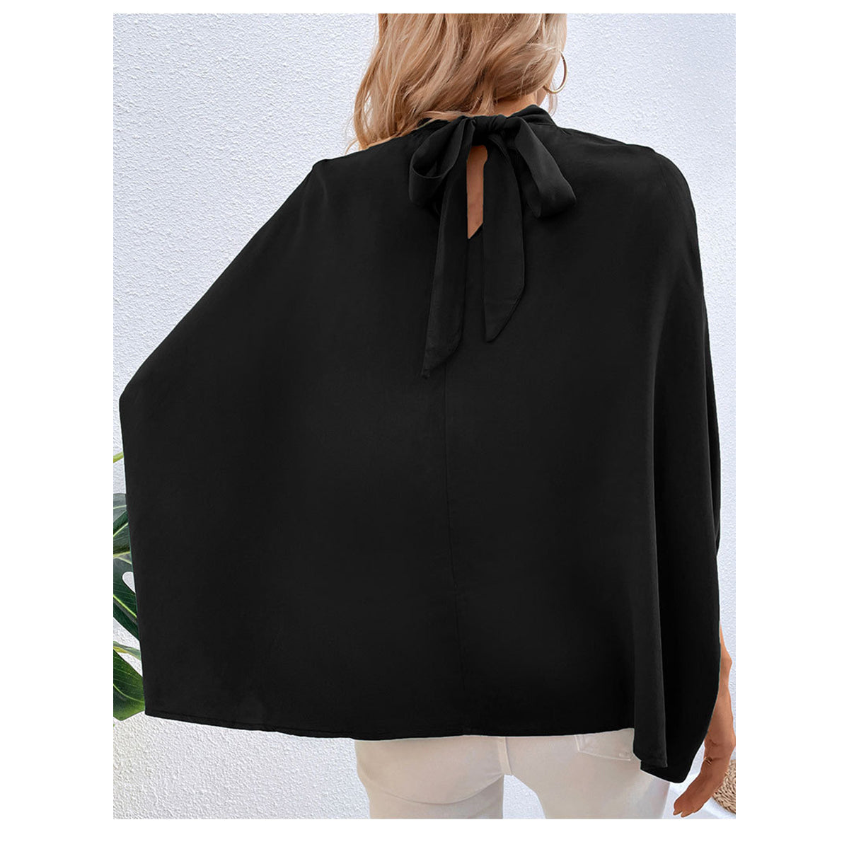 Black High Neck Cape Top