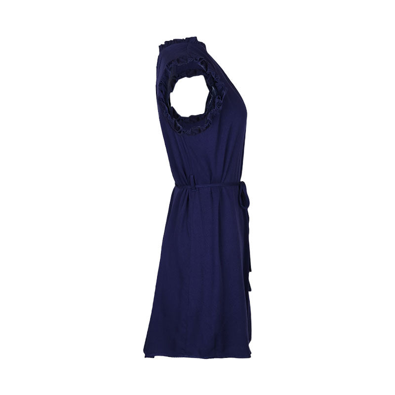 Navy Blue Keyhole Neck Sleeveless Casual A-Line Mini Dress