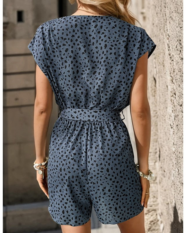 Animal Printed V-Neck Jumpsuit
