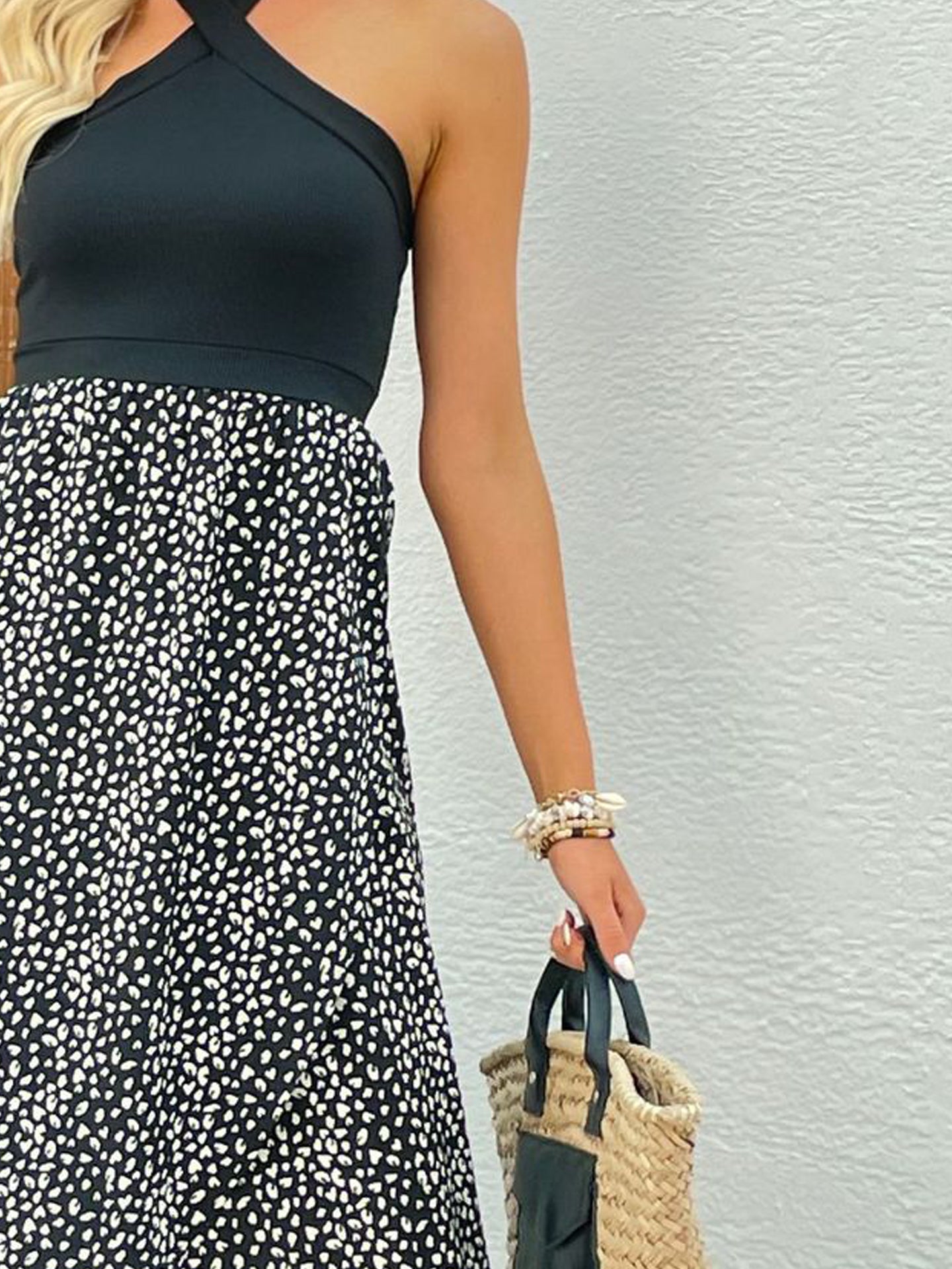 Women Printed Halter Neck Fit & Flare Midi Dress