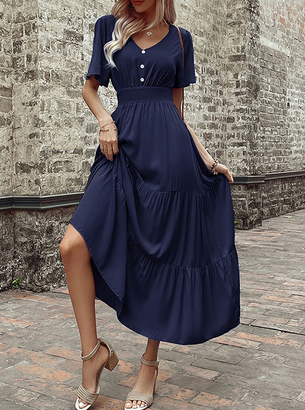 Women Layered Fit - Flare Midi Dress