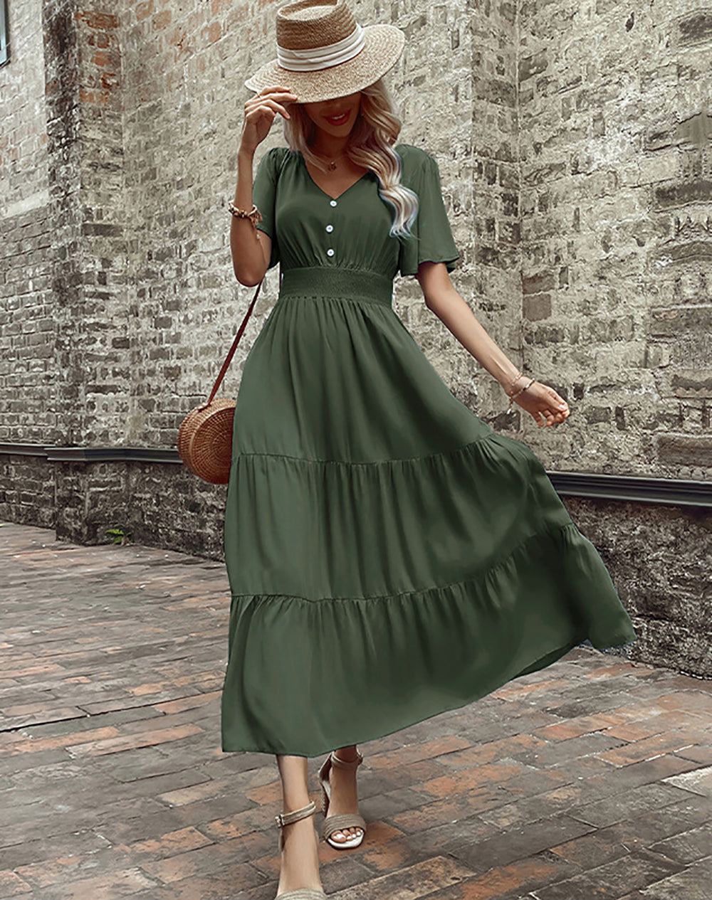 Layered A-Line Midi Dress