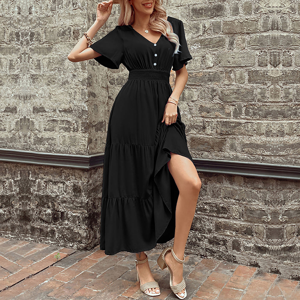 Women A-Line Tiered Midi Dress
