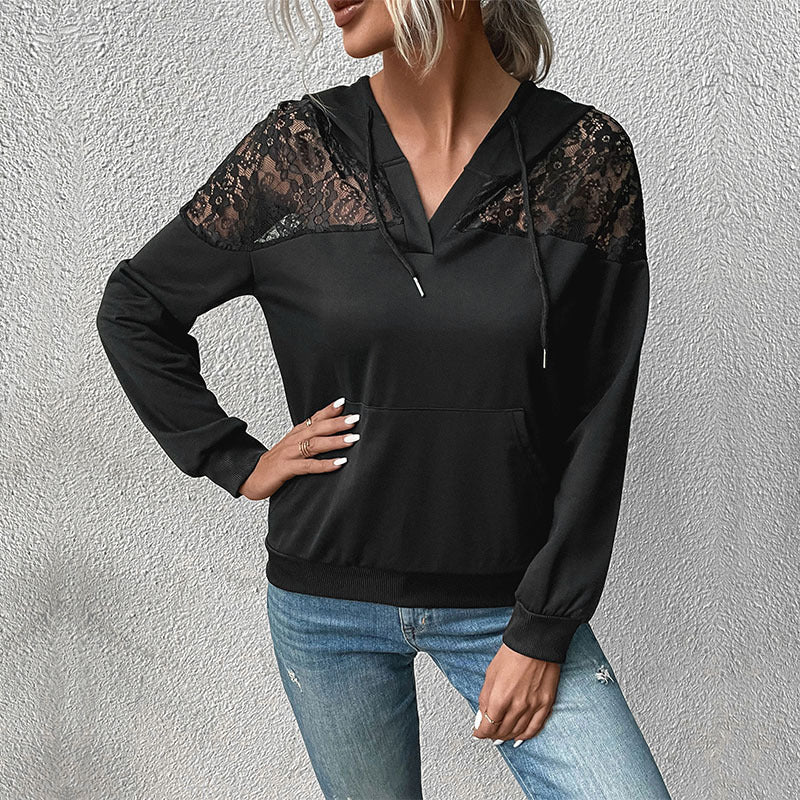 Black Hooded Knitted Top