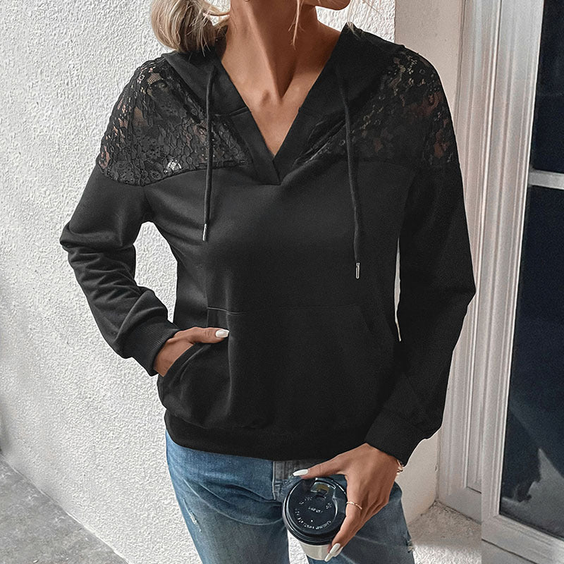 Black Hooded Knitted Top