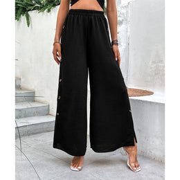 Women Loose Fit Mid-Rise Easy Wash Pleated Culottes Trousers