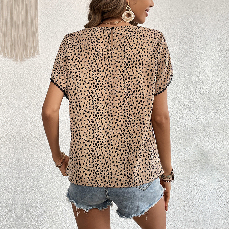 Brown Animal Printed Tulip Sleeves Top