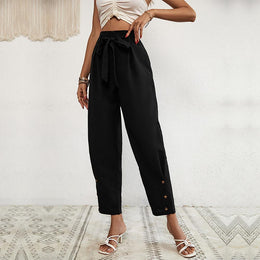 Women Straight Fit High-Rise Easy Wash Pleated Trousers