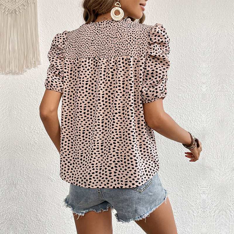 Animal Printed Puff Sleeve Top