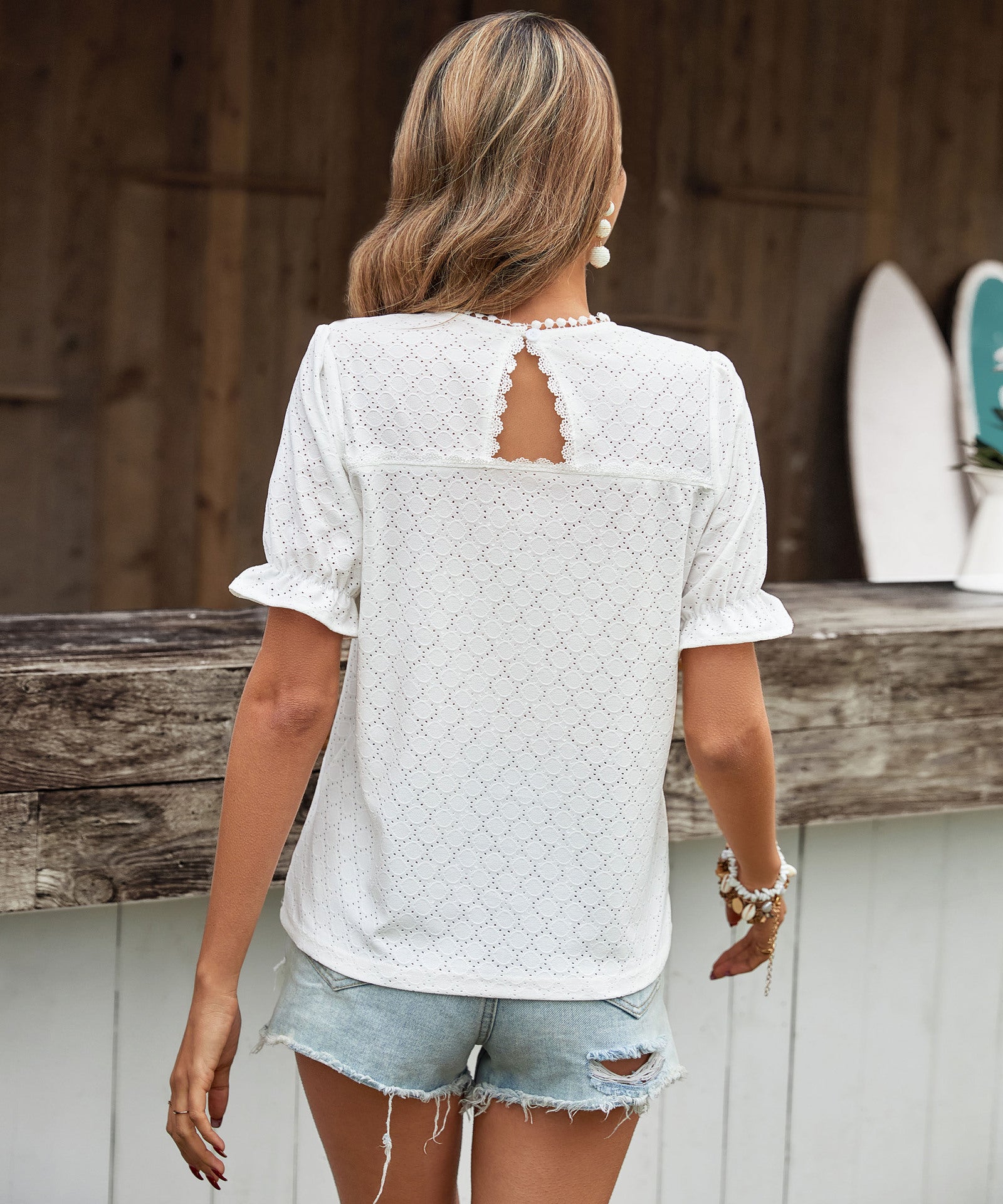 StyleCast White Geometric Top