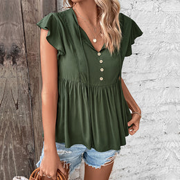 Green Flutter Sleeve Top