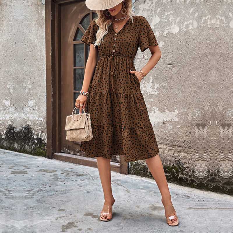 Animal Print Tiered A-Line Dress