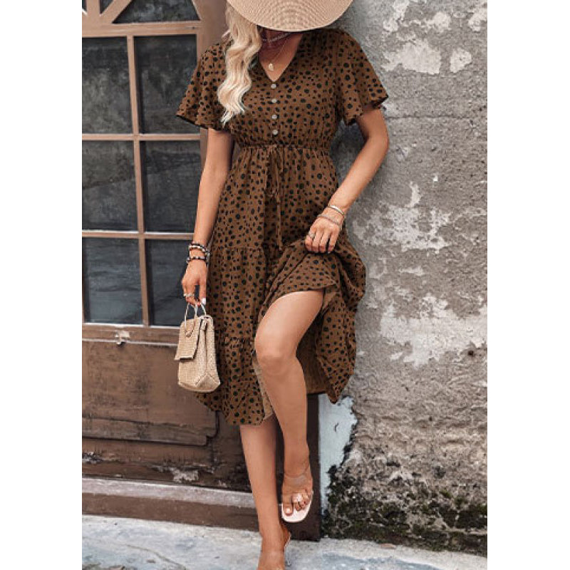 Animal Print Tiered A-Line Dress