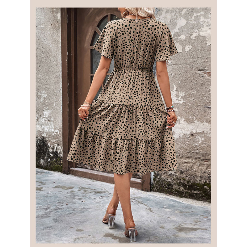 Animal Print Layered A-Line Midi Dress