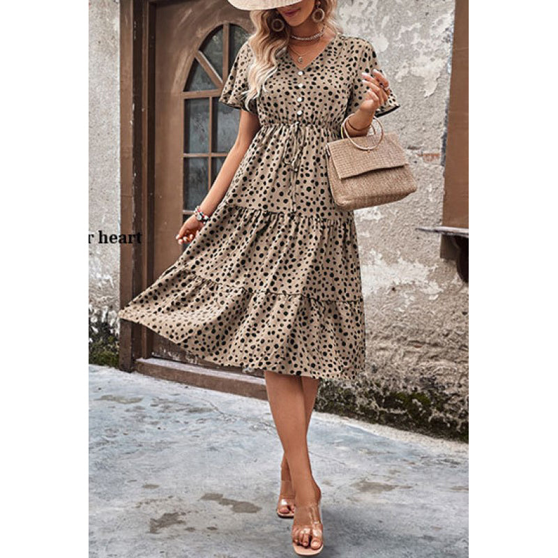 Animal Print Layered A-Line Midi Dress