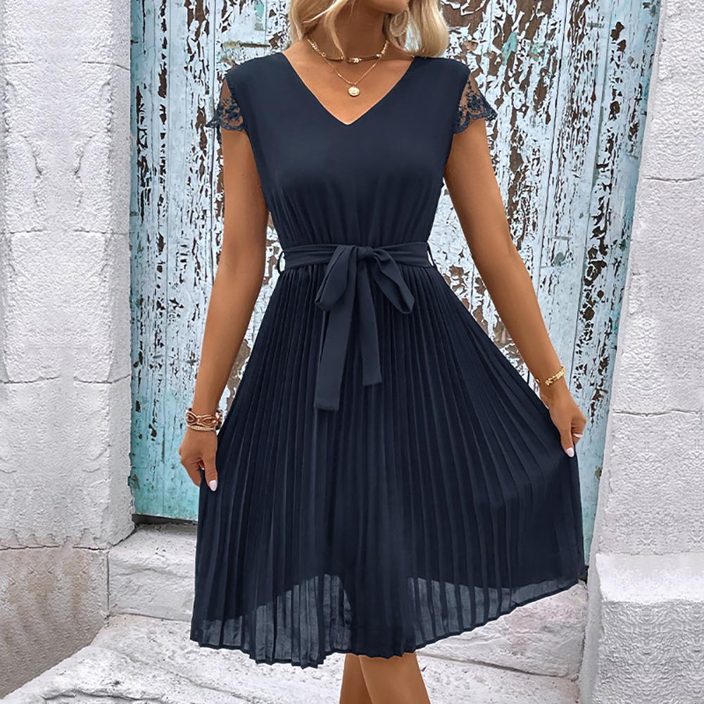 Women V-Neck Fit and Flare Dress