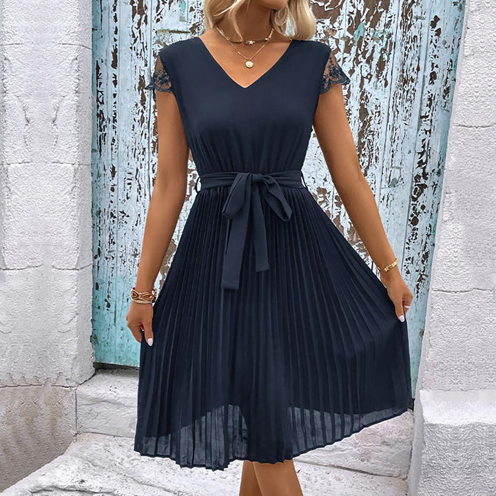Women V-Neck Fit and Flare Dress