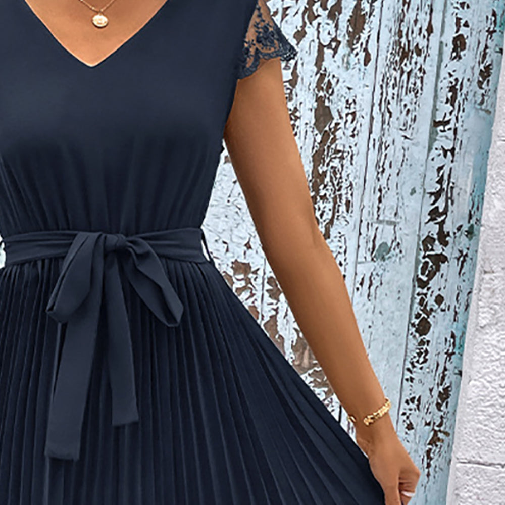 Women V-Neck Fit and Flare Dress